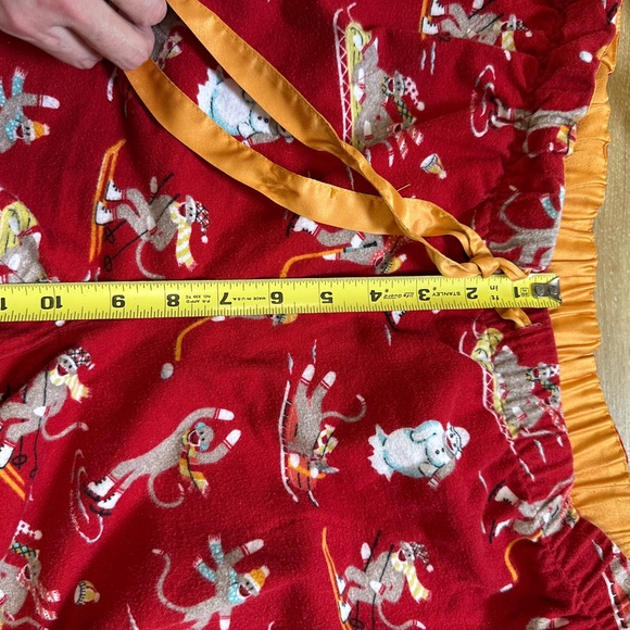 NICK & NORA DOWNHILL MONKEYS 100% COTTON Flannel Set Red Flannel Pajamas S - Picture 4 of 10